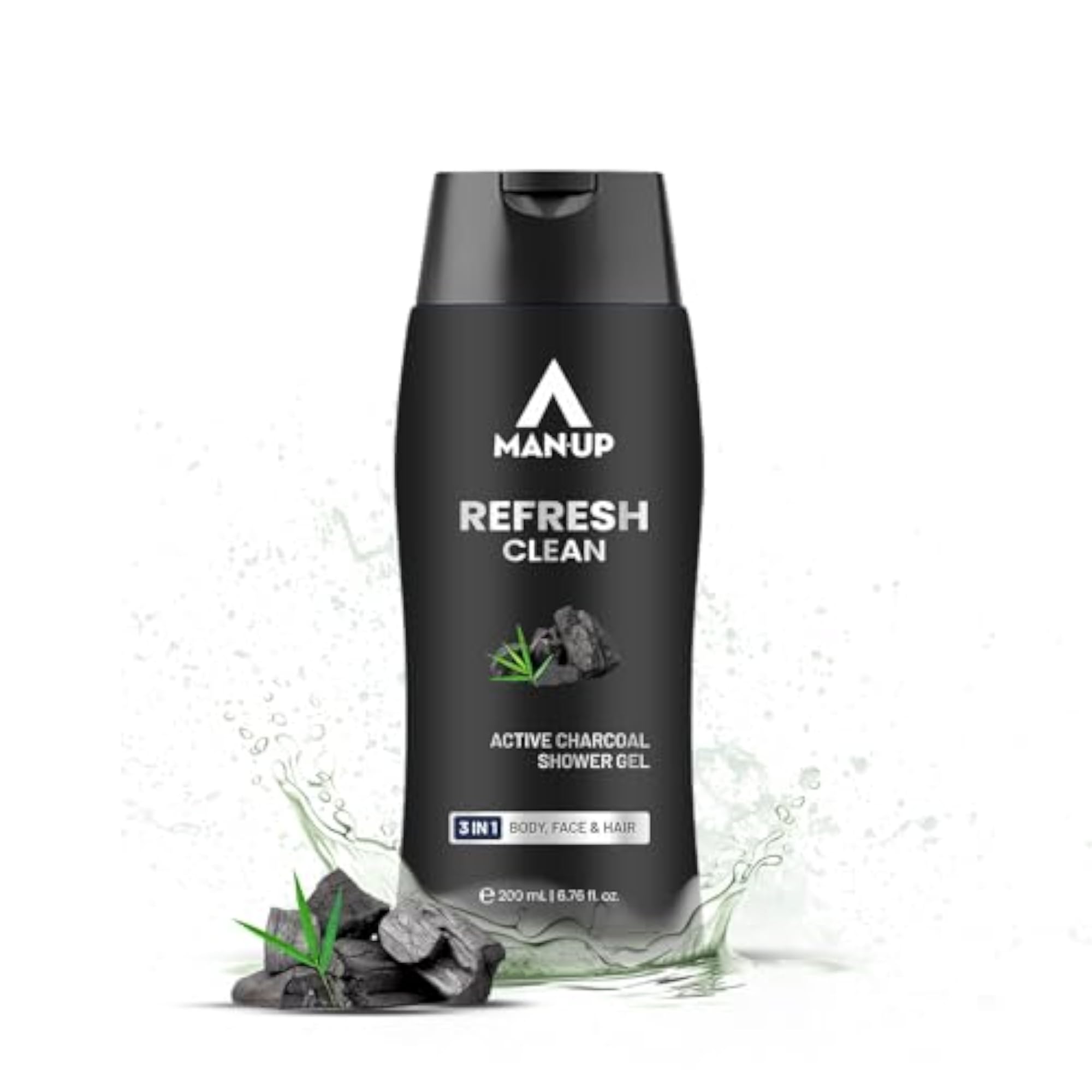 Refresh Clean Active Charcoal Shower Gel For Deep Pore Cleaning 3 IN 1 Body, Face & Hair